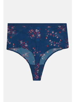 TRIUMPH Women Floral Print High Waist Thong Briefs, Blue Combo  - Image 2