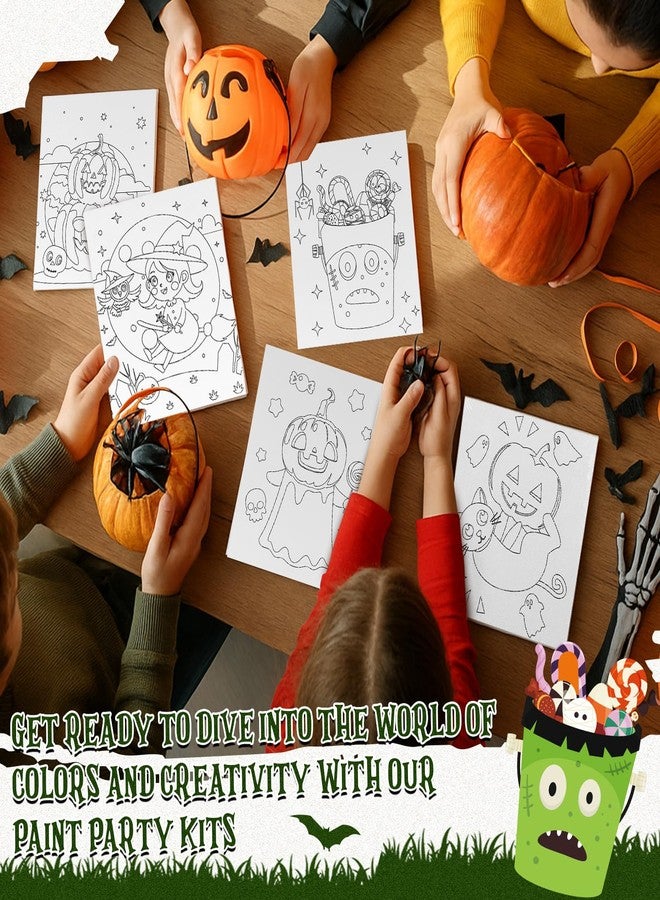 Sherr 75 Pcs Halloween Pre Drawn Painting Canvas Kit for Adults 8 x 10 Inch 15 Set Pre Painted Canvas Sip and Paint Party Favors Set for Adults Halloween Paint Party(Pumpkin Witch Style) - Image 4
