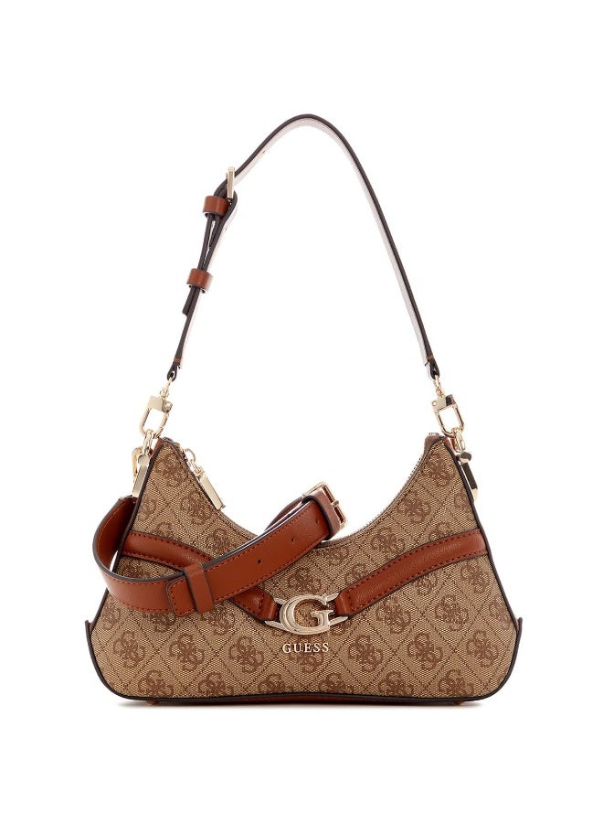 Guess Latte Logo Light Brown Women Crossbody Bag HWSG7993730 – Elegant Leather Monogram Bag - Image 1