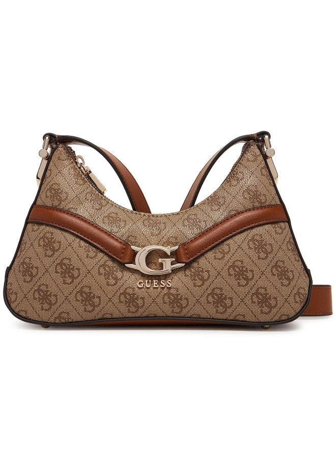 Guess Latte Logo Light Brown Women Crossbody Bag HWSG7993730 – Elegant Leather Monogram Bag - Image 4
