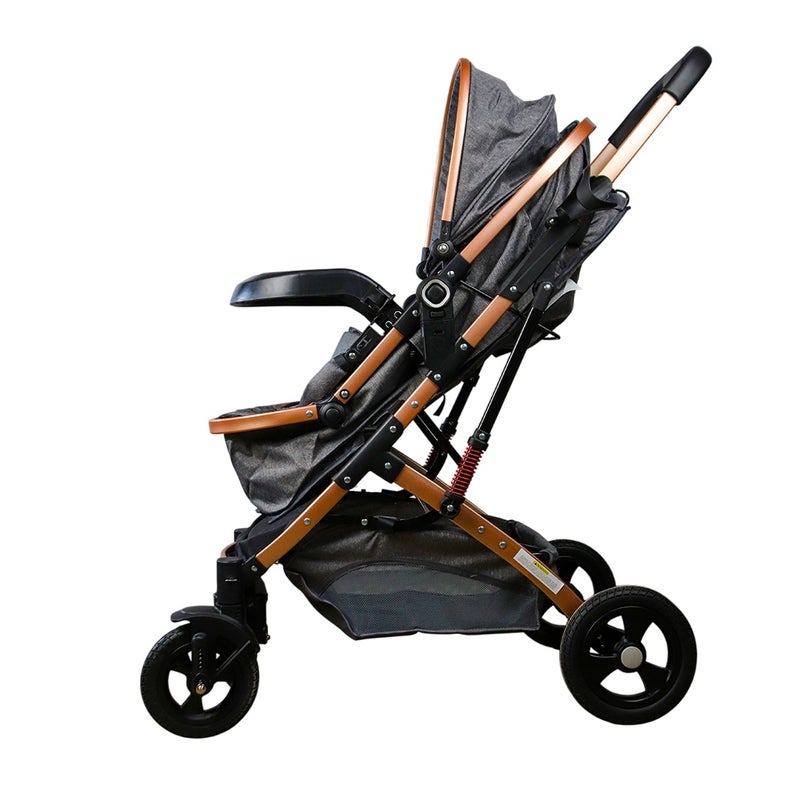 Baby Stroller Aluminum 2 in 1 Highland Stroller Black - A8188S-3 - Image 3