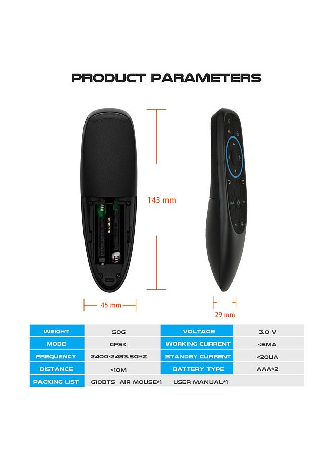 Generic - G10BTS Remote Control Bluetooth 5.0 Air Mouse IR Learning Gyroscope Wireless Infrared Remote Control for Android TV Box HTPC PCTV - Image 1