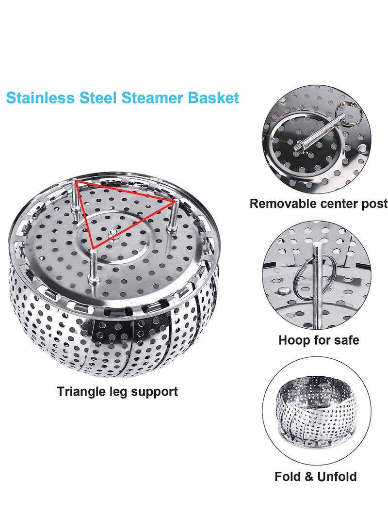 Steamer Shelf, Stainless Steel Steamer Basket with Removable Handle, Collapsible Steaming Basket Fits Various Pots and Pans (24.5.5 x 24.5 cm)  - Image 2