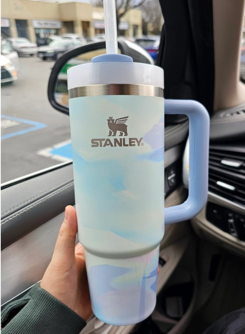 Stanley Quencher H2.0 FlowState Stainless Steel Vacuum Insulated Tumbler with Lid and Straw for Water, Iced Tea or Coffee, Smoothie and More, 40 oz Stainless Steel 32x15x 10cm,Macaron Blue  - Image 2
