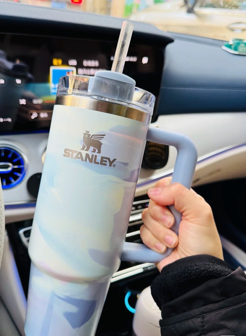 Stanley Quencher H2.0 FlowState Stainless Steel Vacuum Insulated Tumbler with Lid and Straw for Water, Iced Tea or Coffee, Smoothie and More, 40 oz Stainless Steel 32x15x 10cm,Macaron Blue  - Image 4