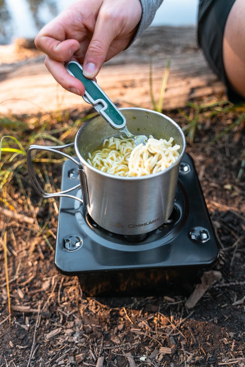 Coghlan's Portable Folding Camp Stove â€“ Compact, Lightweight Steel Cooking Stove for Camping, Backpacking, Hiking, or Emergency Use â€“ Uses Canned Heat or Fuel Tablets, Black - Image 2