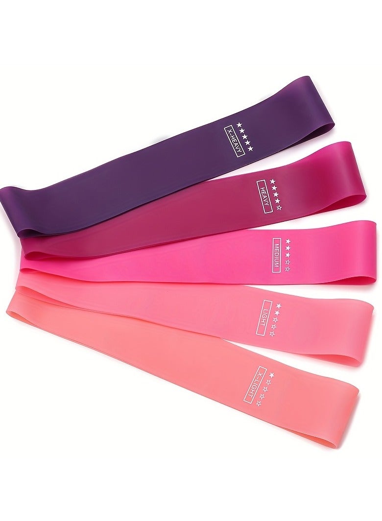 مجموعة مكونة من 5 قطع من أشرطة المقاومة المحمولة، أشرطة مرنة لليوجا والجيم والبيلاتس وتدريبات الأثقال والرياضة - Image 3