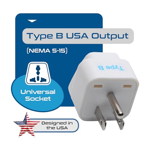 Ceptics Europe to US plug adapter, Type B USA Plug adapter compatible with plugs from Europe, India, and other countries - India to USA plug adapter is CE Certified & RoHS Compliant, White, 3 Pack - Image 2