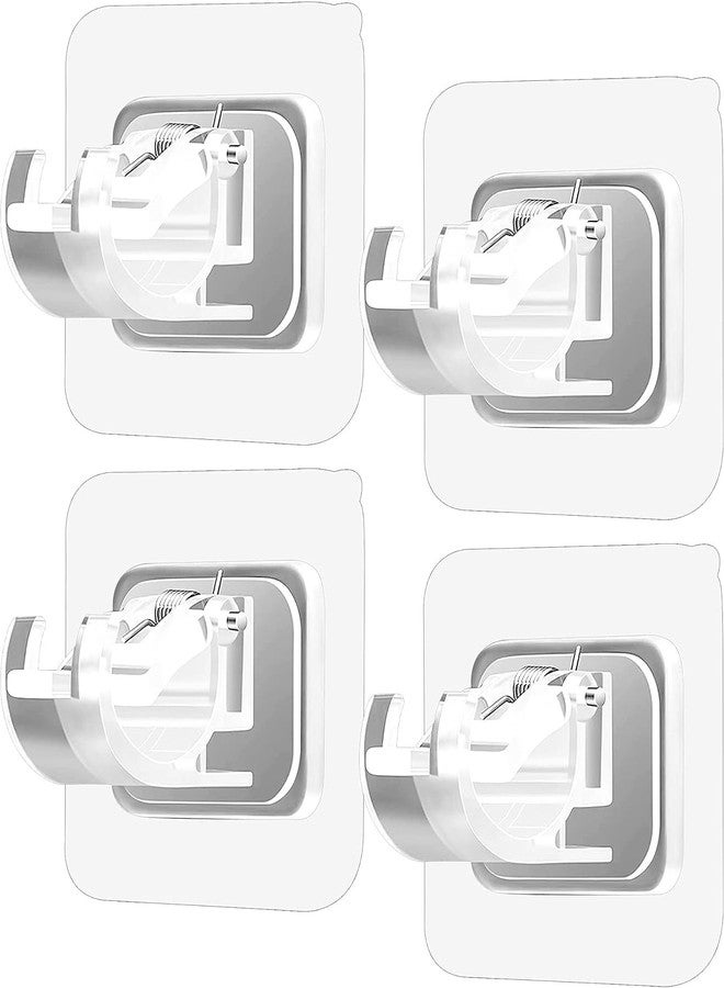 SLAYNE XBEY Self Adhesive Curtain Rod Holder Without Drill/Curtain Rod Hooks Nail Free Adjustable Curtain Hangers (4 - Transparent) - Image 1