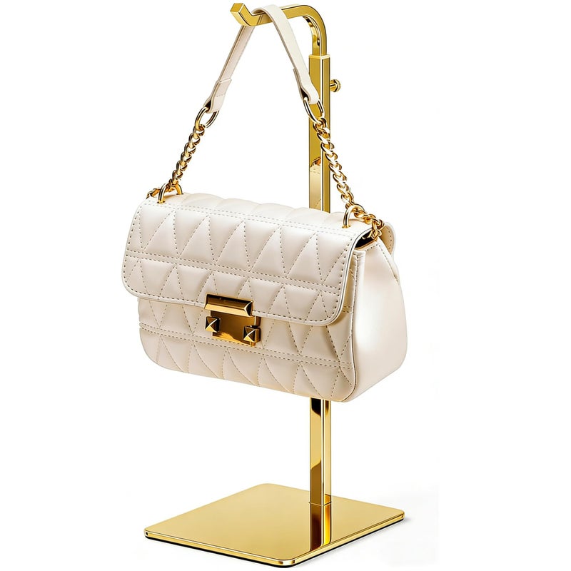 pickpiff Shiny Gold Purse Display Stand, Adjustable Handbag Holder for Closet, Desk, or Retail Display (1 Pack) - Image 1