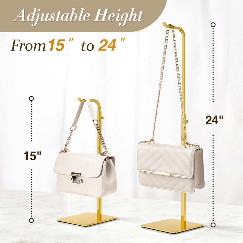pickpiff Shiny Gold Purse Display Stand, Adjustable Handbag Holder for Closet, Desk, or Retail Display (1 Pack) - Image 4