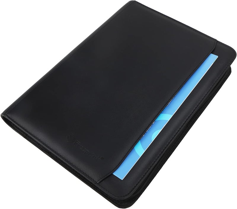 Freeprint Business Portfolio with Zipper 3 Ring Binder Organizer - PU Leather Folder Padfolio Document Organizer with Solar Calculator,Writing Pad - Image 2