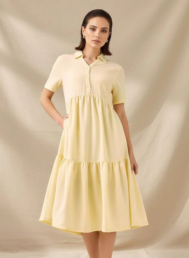 سبلاش فيڤ Tiered Midi Dress with Collar