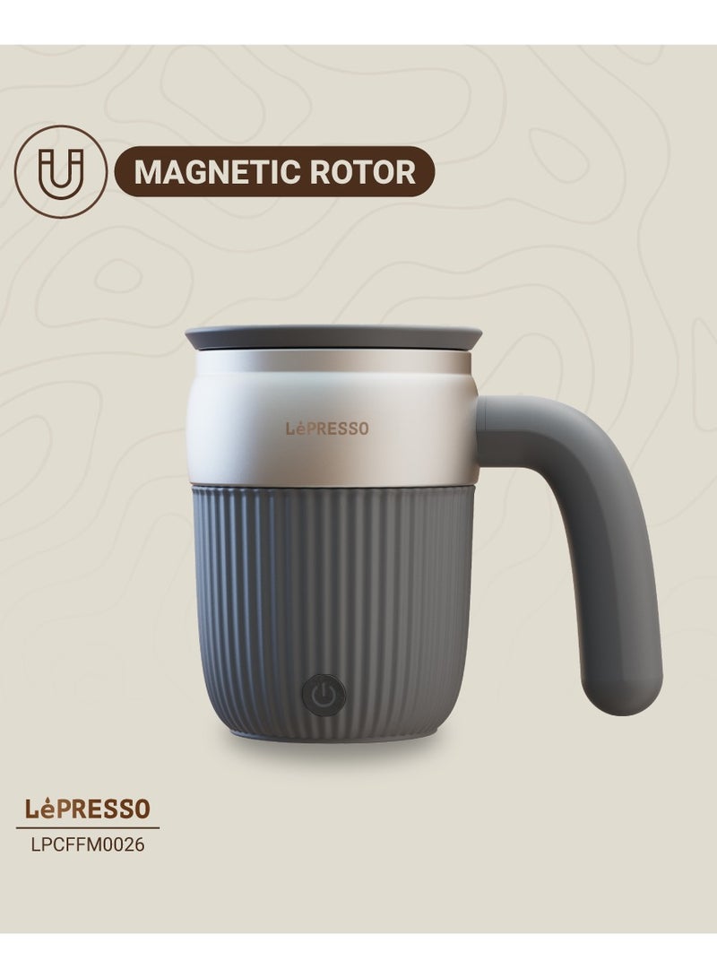 LePRESSO Stirring Mug with Magnetic Rotor, Self-Stirring Mug With Lid, Stainless Steel, Rechargeable Auto Magnetic Mug, Automatic Stirring, 450ml Capacity For All Beverages, USB-C Charging Port, Durable Stainless Steel - Grey - Image 3