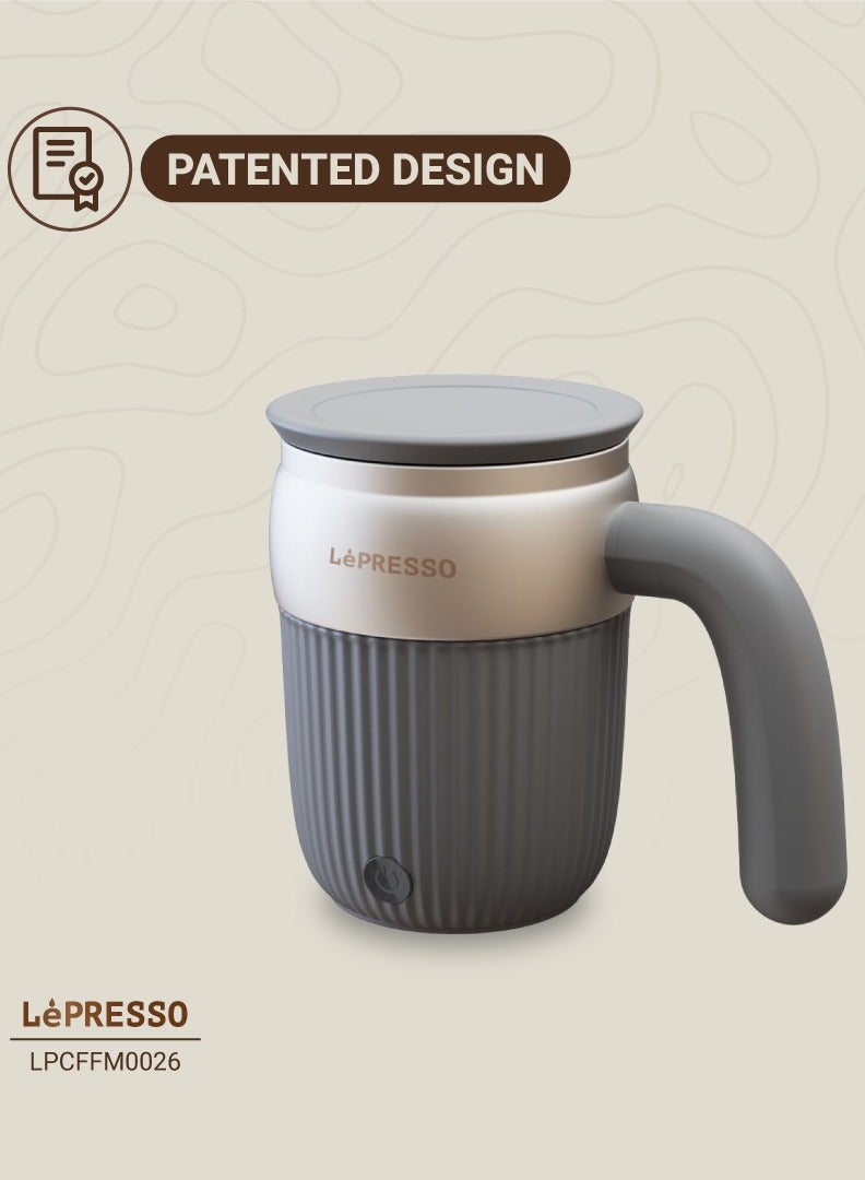 LePRESSO Stirring Mug with Magnetic Rotor, Self-Stirring Mug With Lid, Stainless Steel, Rechargeable Auto Magnetic Mug, Automatic Stirring, 450ml Capacity For All Beverages, USB-C Charging Port, Durable Stainless Steel - Grey - Image 4