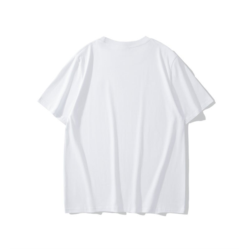 Trade Trendy Brand Embroidery Shark Small Standard Pure Cotton Loose Men And Women Couple Round Neck Short-Sleeved T-Shirt Summer Tee - Image 5