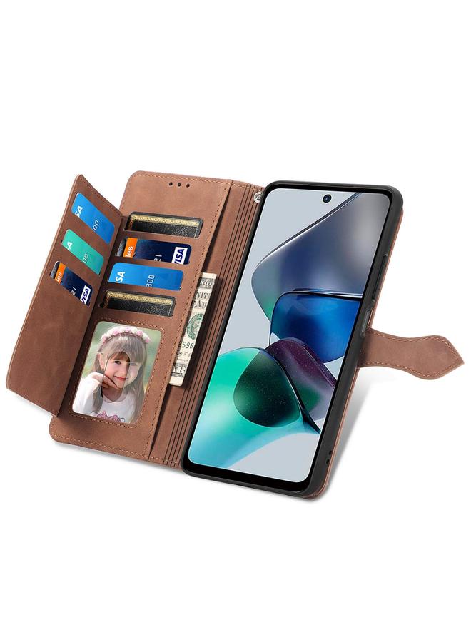 erorex Case For Motorola Moto G23 Embossed Flower Zipper Leather Phone Case - Image 4