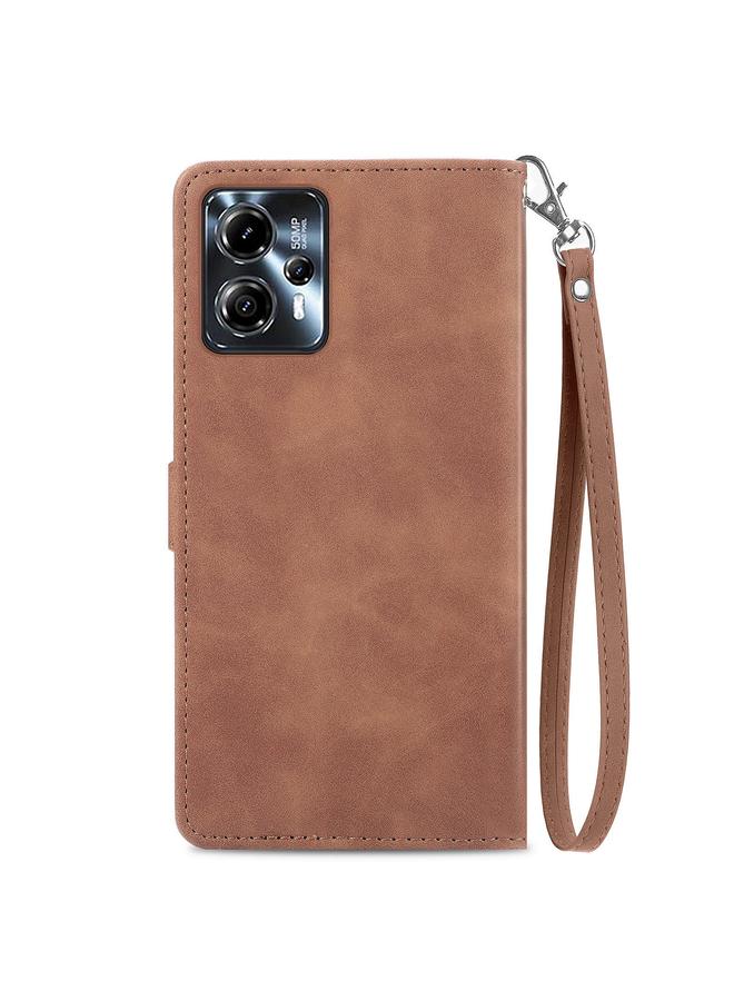 erorex Case For Motorola Moto G23 Embossed Flower Zipper Leather Phone Case - Image 3