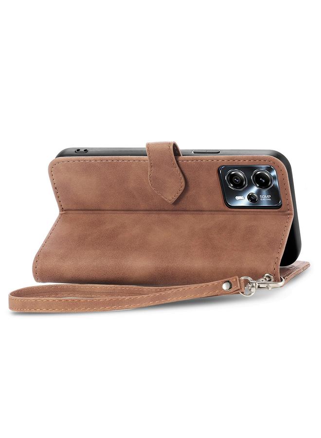 erorex Case For Motorola Moto G23 Embossed Flower Zipper Leather Phone Case - Image 5