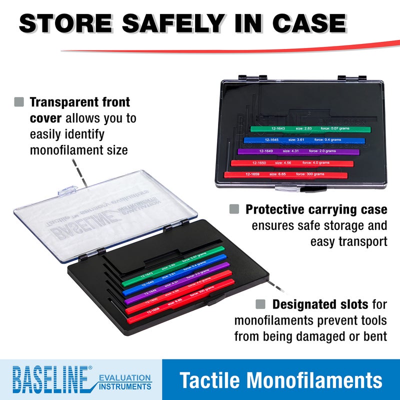 Baseline Tactile Monofilament Sensory Perception Evaluation Tool 5-Piece Set, Clinical Level Screening Test for Hands, Feet, (2.83/3.61/4.31/4.56/6.65 g) - Image 2