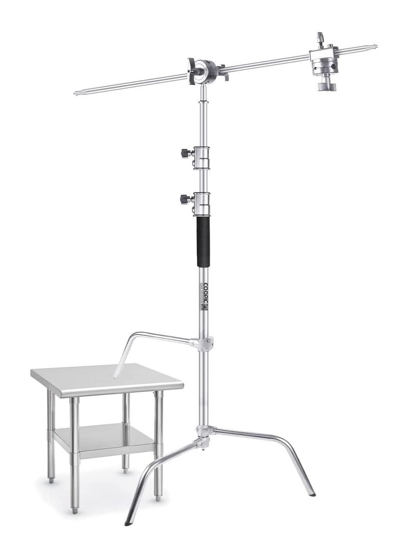 Coopic COOPIC C Stand C40SC Heavy Duty Light Stand Height 150-330cm with Sliding up-down Leg, 127cm Boom Arm, Grip Heads for Photo Studio Photography Strobe Light Video Umbrella Softbox Monolight  - Image 1
