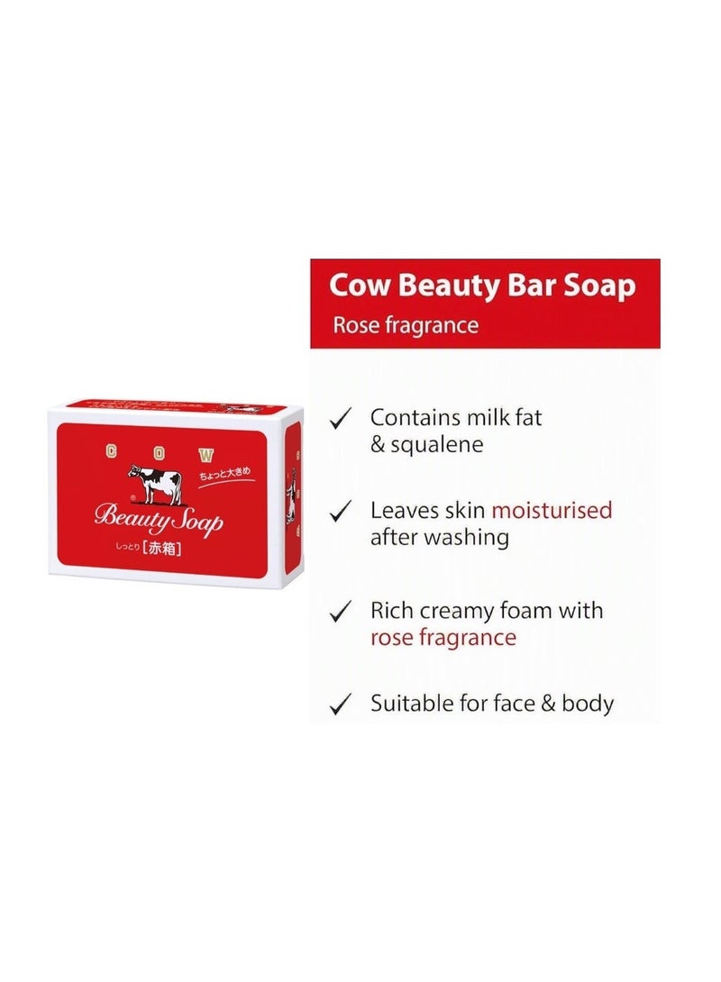 Cow Brand Beauty Soap Red Rose Fragrance 90g - Milk Enriched Moisturizing Face, Body & Hand Soap - Made in Japan - Image 5