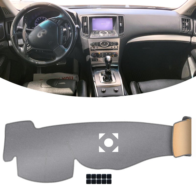 KEYOOG Dashboard Cover Dash Mat Fit for infiniti 20132008 G37 G25 G35 20152014 Q60 V36 Body CodeWo HUDCar Dash Board Mat AntiGlare CarpetNonSlip Pad Sunshield Protector Grey