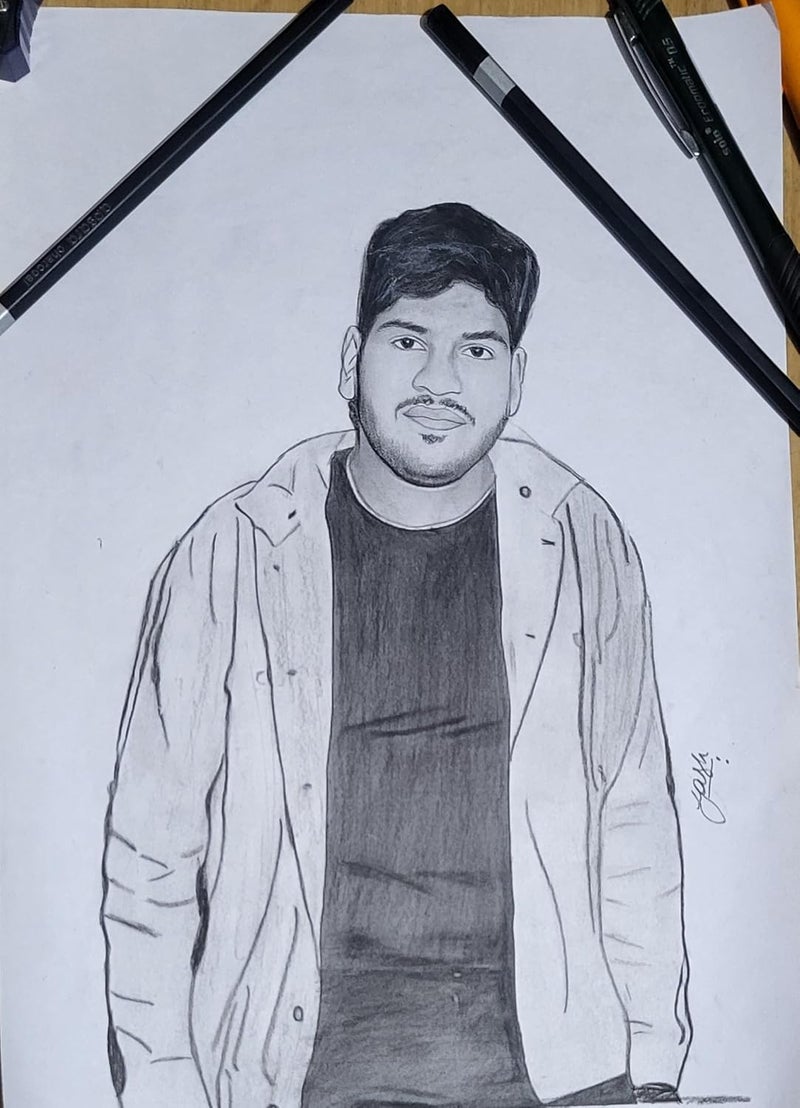 Custom Handmade Pencil Sketch Portrait, Customizable, A4/A3 Size, without Wooden Frame (A4 - Single Face) - Image 2