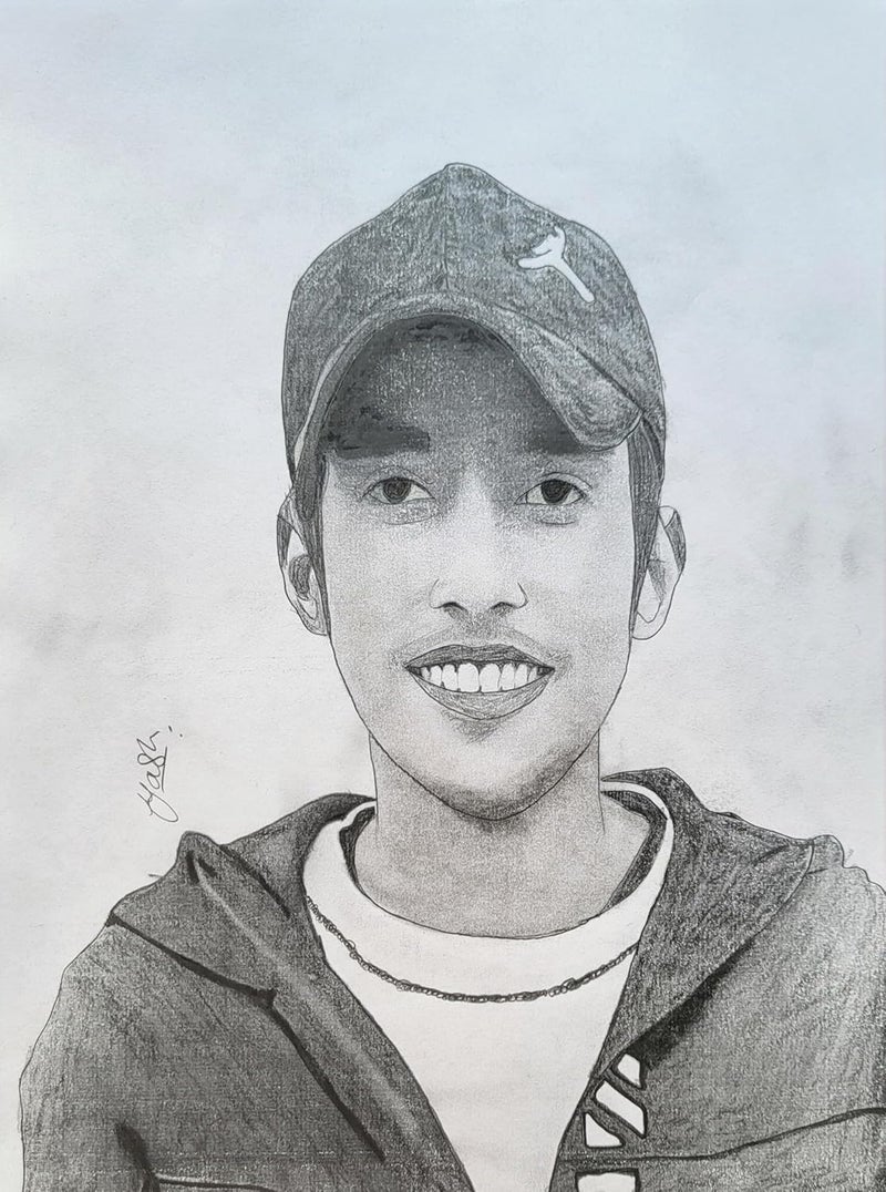 Custom Handmade Pencil Sketch Portrait, Customizable, A4/A3 Size, without Wooden Frame (A4 - Single Face) - Image 1