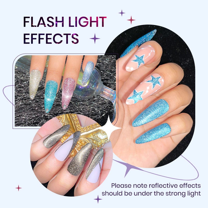 SUPWEE Reflective Cat Eye Gel Nail Polish Sparkling Holographic Magnetic Nail Polish Gels 9D Cateye Gel Polish Set 12 Colors with Magnet for Home DIY Manicure Nails Salon - Image 4