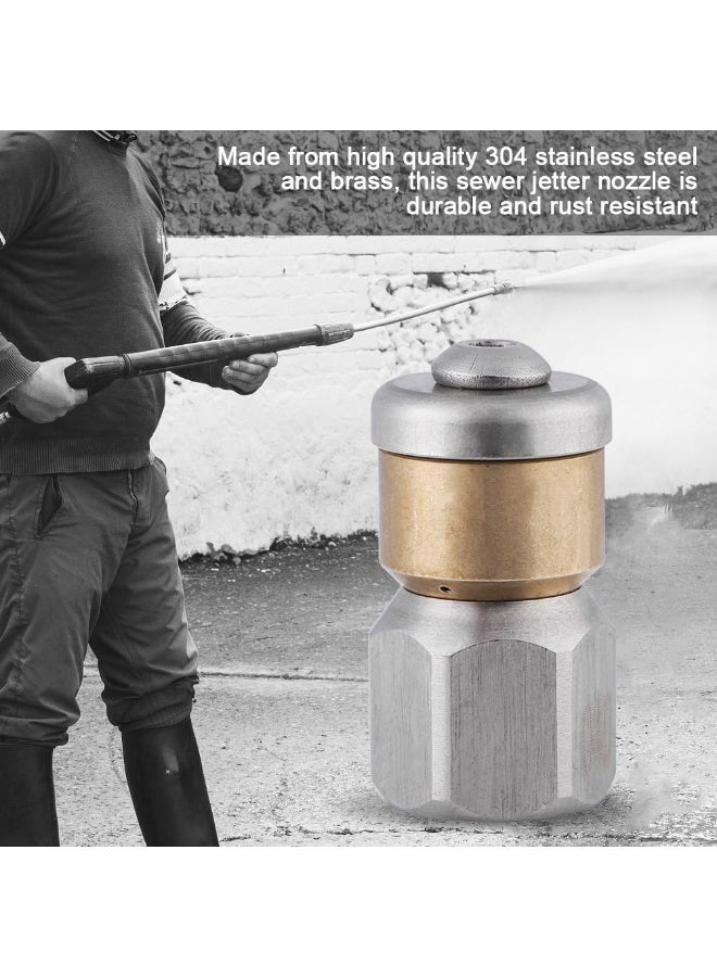TOPINCN Rotating Sewer Jetter Nozzle Stainless Steel Pressure Sewer Hose Fittings Cleaning Pipe Drain Washing Rotary Nozzle 1/4BSP Female Thread  - Image 5