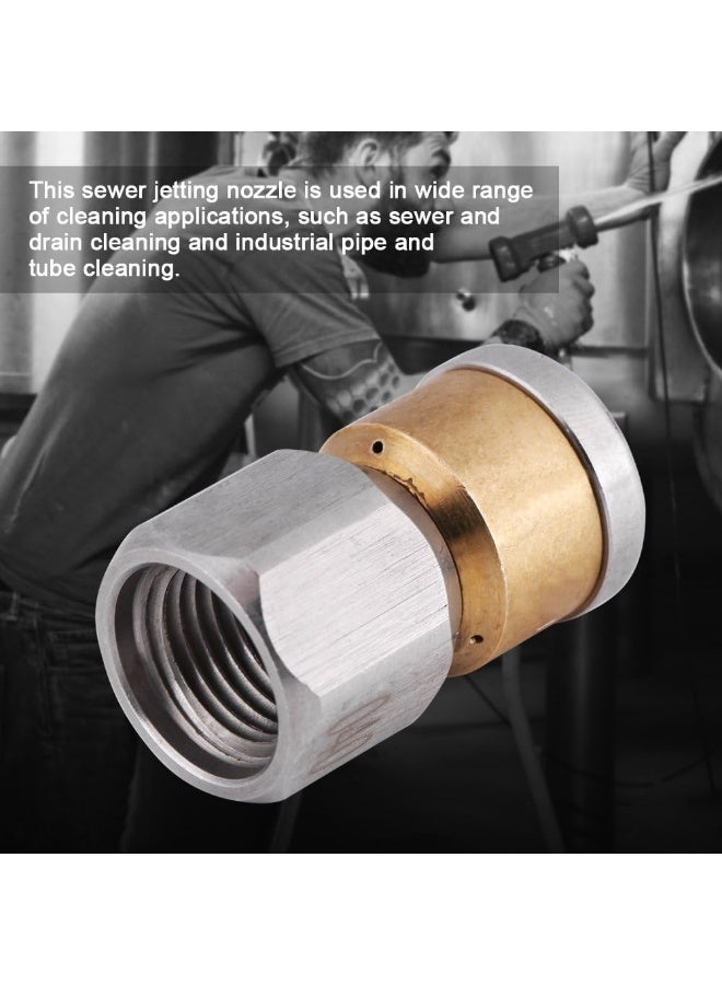 TOPINCN Rotating Sewer Jetter Nozzle Stainless Steel Pressure Sewer Hose Fittings Cleaning Pipe Drain Washing Rotary Nozzle 1/4BSP Female Thread  - Image 4
