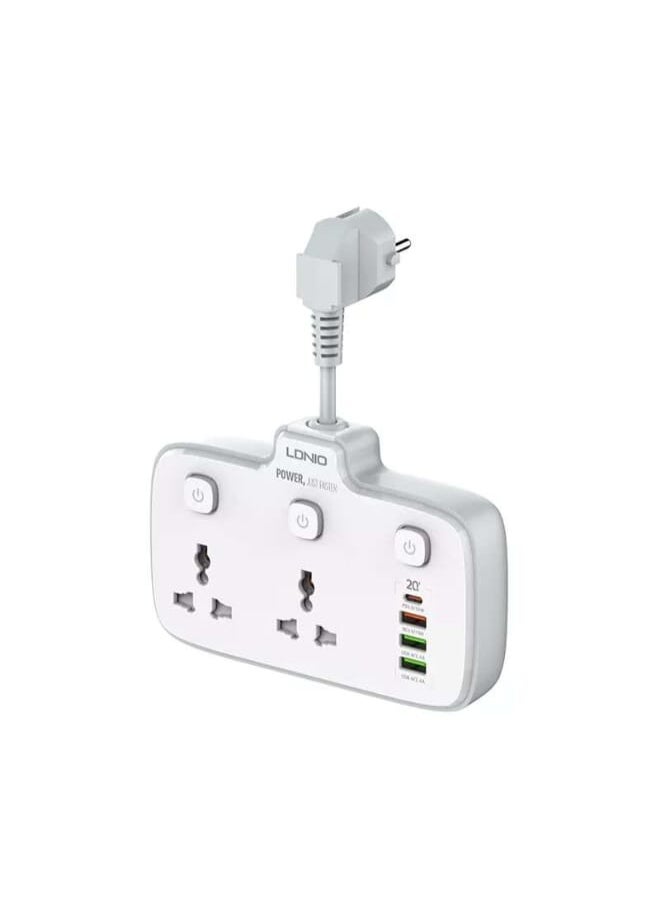 SC2413 Universal Outlets Power Strip Tower 20W, 2 Power Sockets, 3 USB Ports, PD Ports With Power Buttons - White - pzsku/ZB747BDDE505F64DC284AZ/45/_/1674744298/0e4ca976-4481-4301-a446-27fbe29938e0