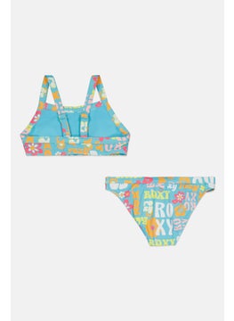 Roxy Kids Girl 2 Piece Floral Pattern Bikini Set, Multicolor  - Image 2