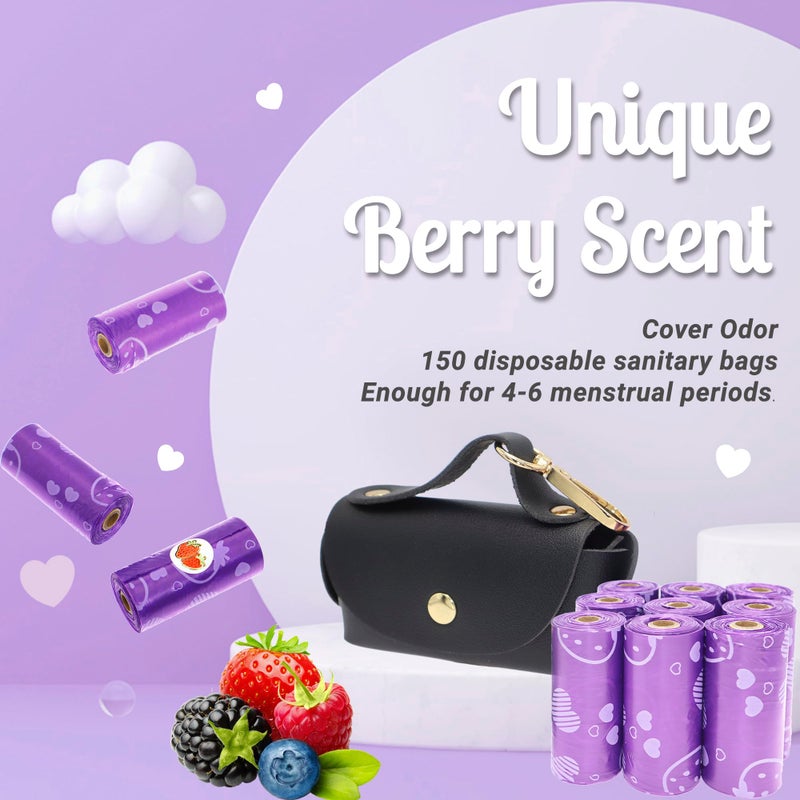 Eyryfui Sanitary Napkin Disposal Bags with Dispenser Feminine Hygiene Disposal Bags for Tampons Trash Bag, Personal Care Sanitary Bag for Women Privacy Handling (Purple) - Image 5
