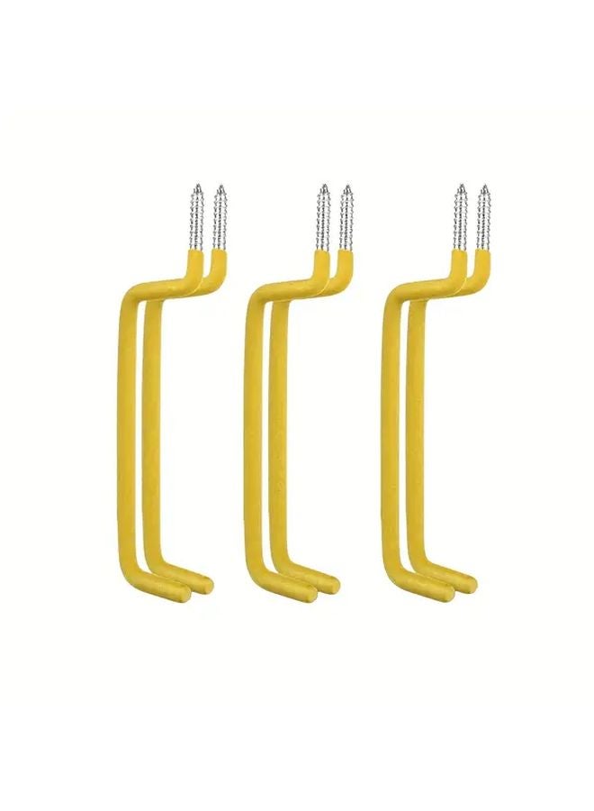8 Pack Bicycle Storage Hooks 4 Red Big Hooks 4 Yellow U Shaped Hooks Ceiling Mount Garage Wall - Image 2