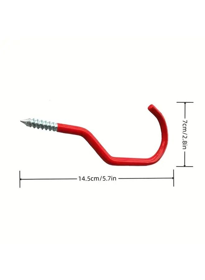 8 Pack Bicycle Storage Hooks 4 Red Big Hooks 4 Yellow U Shaped Hooks Ceiling Mount Garage Wall - Image 3