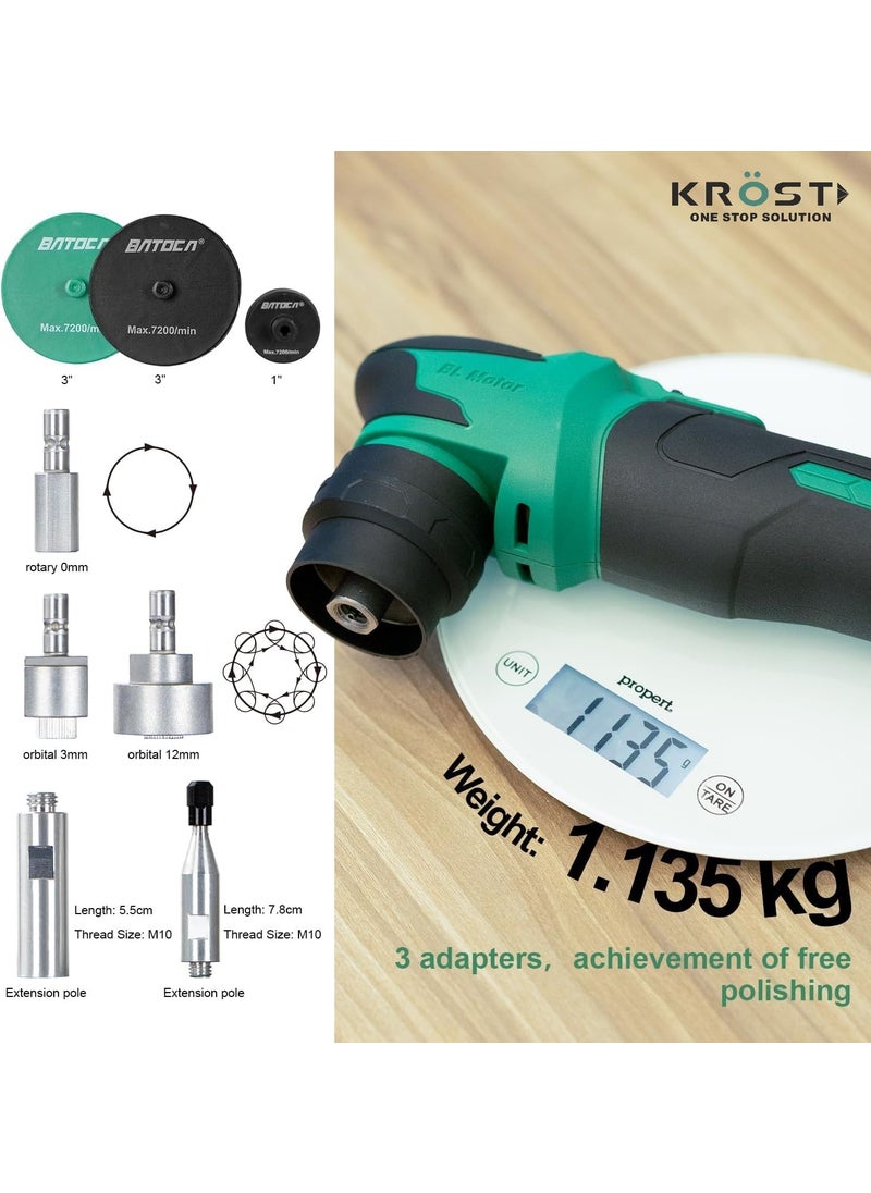 KROST KROST Cordless Brushless DA Car Polisher Buffer Sander Machine Rotary Dual Action Mini Car Detailing Polishing Kit 2 x Liion Batteries Interior Exterior Car Detailing 60Pcs Accesories Kit  - Image 2