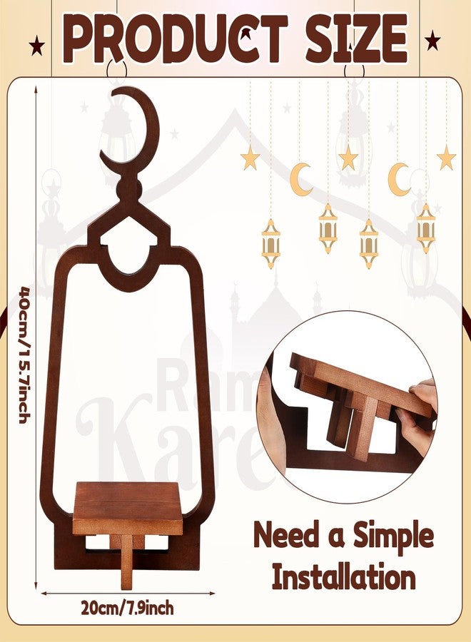 Teecyhooo 2 Pcs Wooden Ramadan Table Decoration Ramadan Serving Trays Moon Eid Mubarak Food Dessert Serving Trays for Home Mubarak Islamic Muslim Party Decoration - Image 2