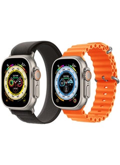 Silicone Ocean Band Strap for Apple Watch Ultra 8 49mm Pink/Beige Double Side Strap with Red Single Color Strap Set of 2