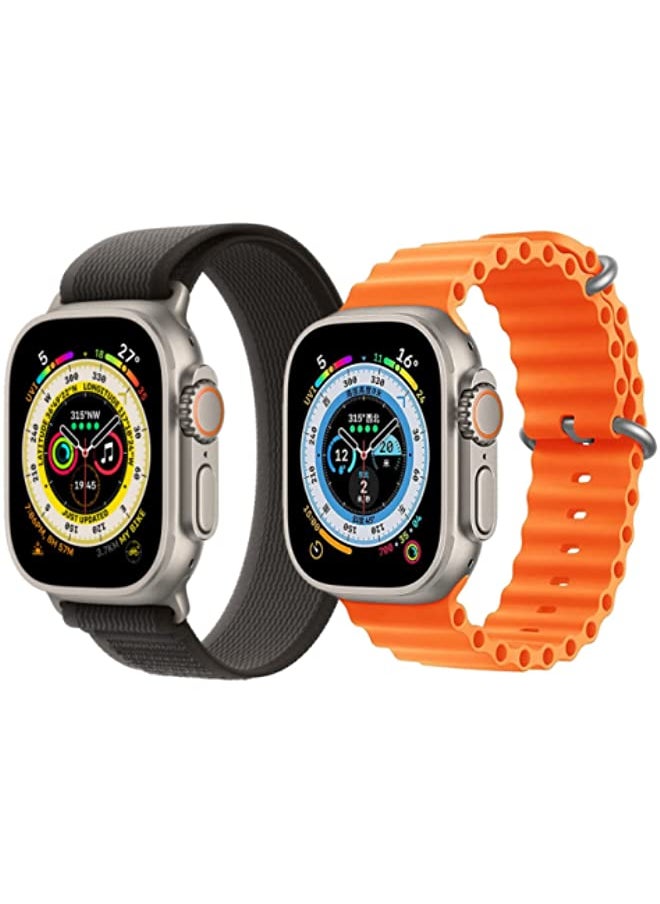 IAF - Silicone Ocean Band Strap for Apple Watch Ultra 8 49mm Pink/Beige Double Side Strap with Red Single Color Strap Set of 2 - Image 1