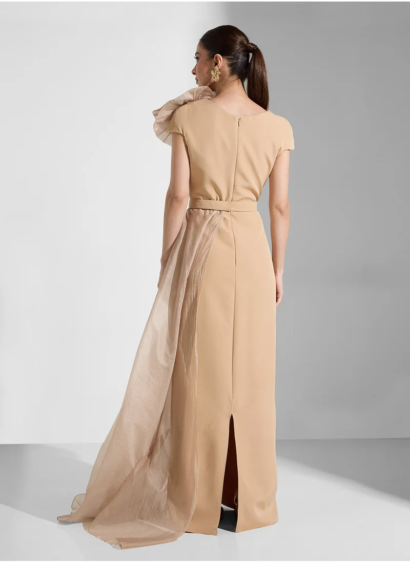 Iyra V-Neck Asymmetric Maxi Dress