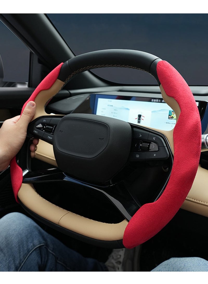 Anti-slip Suede Luxury Soft Touch Steering Wheel Protective Case Hard Breathable Ultra-thin Universal Steering Cover Suitable For Carryover Stylish Car Interior - Image 1