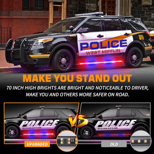 XRIDONSEN 2PCS 60 inch Police Lights Strip 720 LED Running Board Police Light Red Blue Emergency Strobe Lights Flashing Warning Hazard Safety Light w/Waterproof Flexible Tube for Vehicles Trucks SUV - Image 2