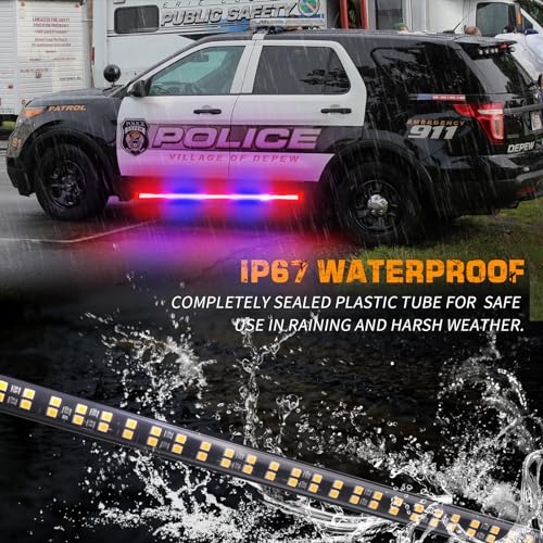 XRIDONSEN 2PCS 60 inch Police Lights Strip 720 LED Running Board Police Light Red Blue Emergency Strobe Lights Flashing Warning Hazard Safety Light w/Waterproof Flexible Tube for Vehicles Trucks SUV - Image 3