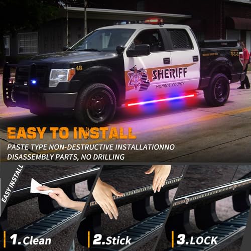 XRIDONSEN 2PCS 60 inch Police Lights Strip 720 LED Running Board Police Light Red Blue Emergency Strobe Lights Flashing Warning Hazard Safety Light w/Waterproof Flexible Tube for Vehicles Trucks SUV - Image 5