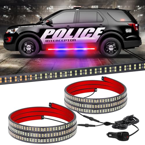 XRIDONSEN 2PCS 60 inch Police Lights Strip 720 LED Running Board Police Light Red Blue Emergency Strobe Lights Flashing Warning Hazard Safety Light w/Waterproof Flexible Tube for Vehicles Trucks SUV - Image 1