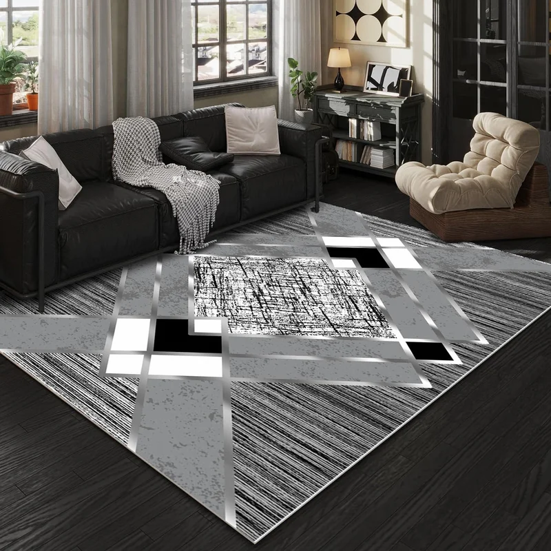 فايند Washable Carpet Kitchen Non-Slip Dod Base Stain-Proof Home Carpet Anthracite