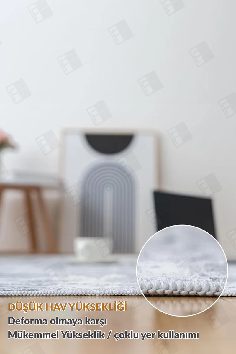 فايند Washable Carpet Kitchen Non-Slip Dod Base Stain-Proof Home Carpet Anthracite