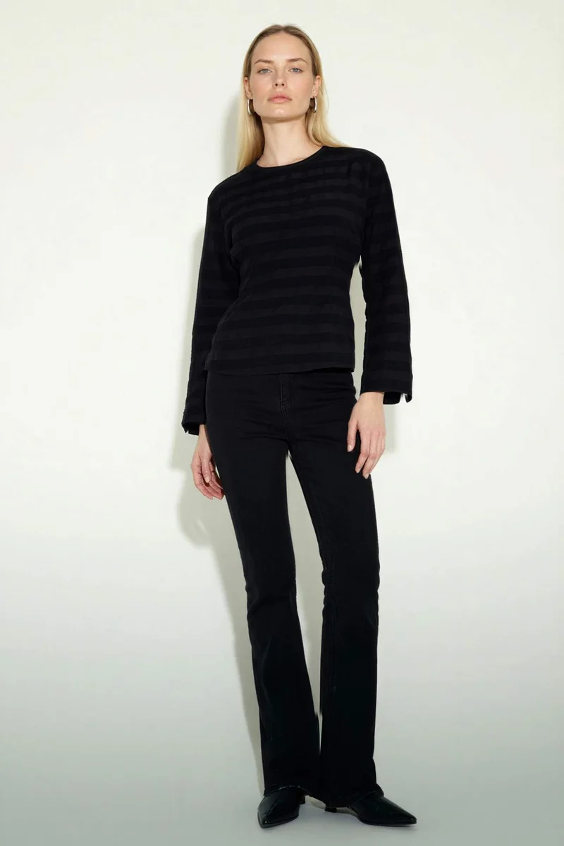 DeFacto Regular Fit Crew Neck Long Sleeve Blouse